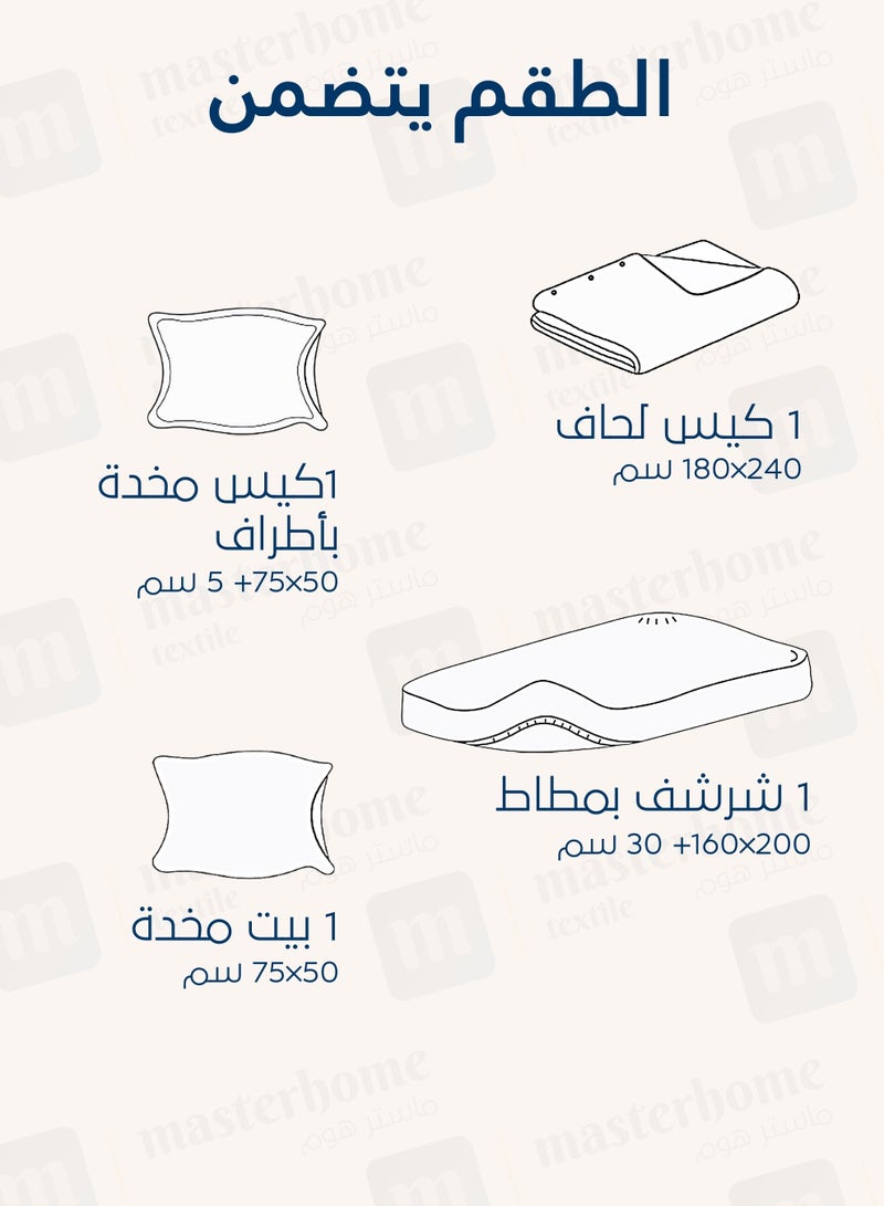 سيد المنسوجات المنزلية غطاء لحاف فندقي مفرد ونص من قطن، يناسب سرير بحجم 200 سم × 160 سم، 4 قطع، 100% قطن 240 غرزة - Image 5