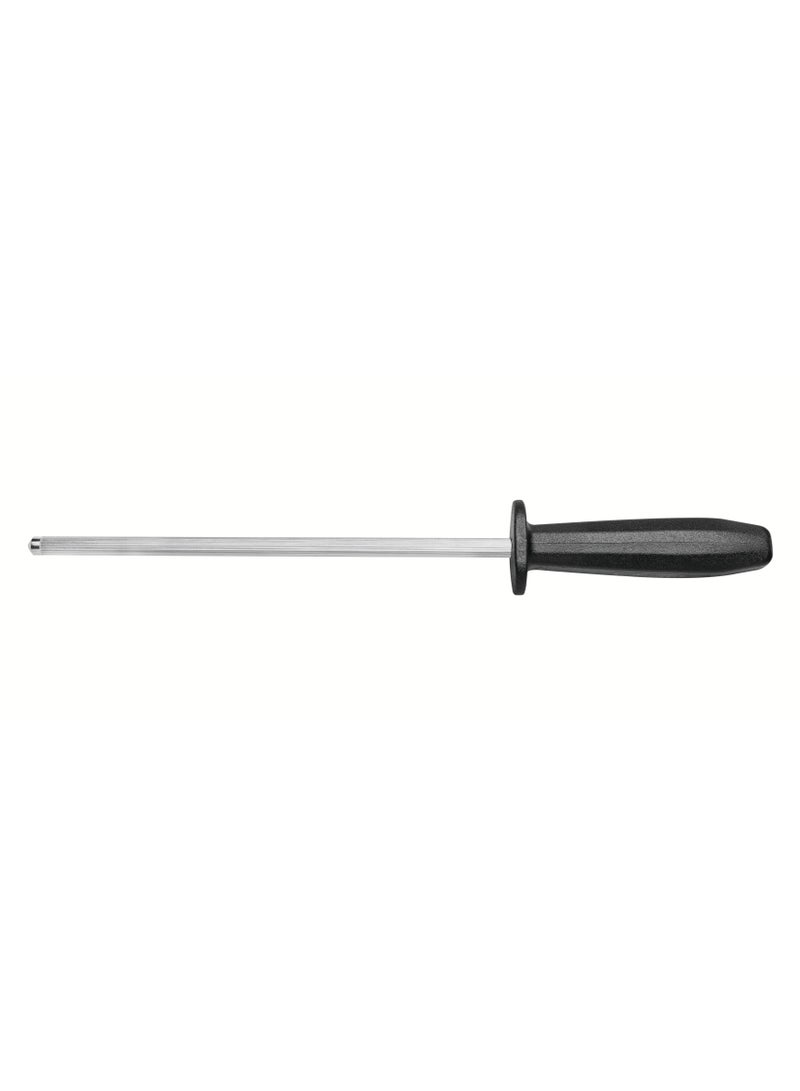 TRAMONTINA Since 1911,Made in Brazil- Plenus 8 Inches Grooved Sharpener with Carbon Steel Rod and Black Polypropylene Handle - Image 1