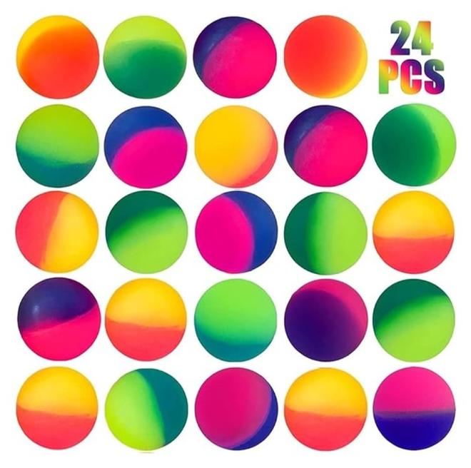 TOY GARDEN Bouncy Balls Party Favors for Kids - 24Pcs Rainbow Bouncy Balls for Birthday Return Gifts | Colorful Mini Toys for Kids Giveaways, Pinata Fillers, and Party Supplies - Image 1