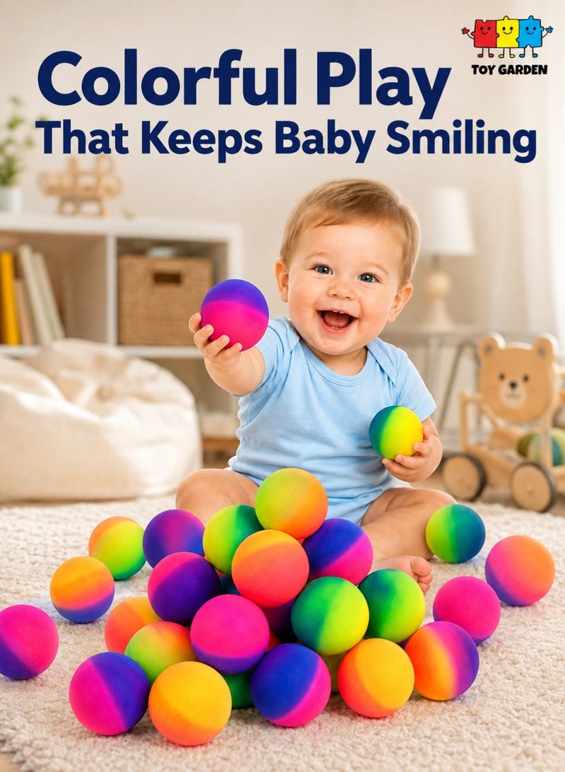TOY GARDEN Bouncy Balls Party Favors for Kids - 24Pcs Rainbow Bouncy Balls for Birthday Return Gifts | Colorful Mini Toys for Kids Giveaways, Pinata Fillers, and Party Supplies - Image 1