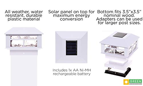 GreenLighting Modern Solar Post Cap Lights Fits 4x4 Wood, 4x4 & 5x5 PCV/Vinyl Outdoor Solar Powered Light, Fence Post, Landscaping, Deck, Garden- Bright LED, Waterproof White 4 Pack - Image 5