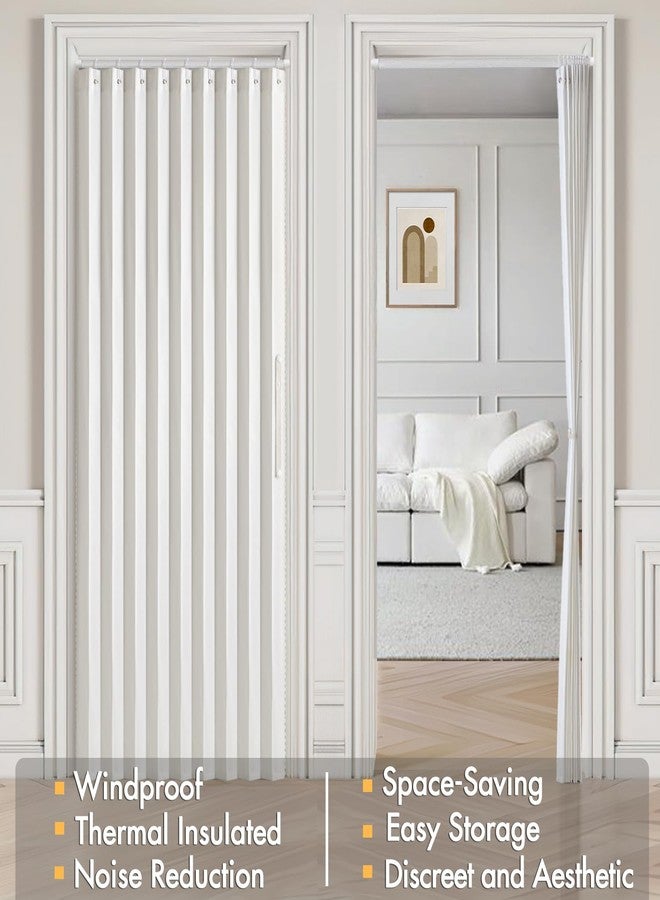 ميولي ستائر أبواب قابلة للطي مغناطيسيًا من MIULEE، بتصميم الأكورديون، تُستخدم كفاصل للغرف، مزودة بخطافات، وتوفر الخصوصية للخزائن/غرف المعيشة/غرف النوم، لون أبيض، عرض 39 بوصة × طول 78 بوصة، لوحة واحدة - Image 4