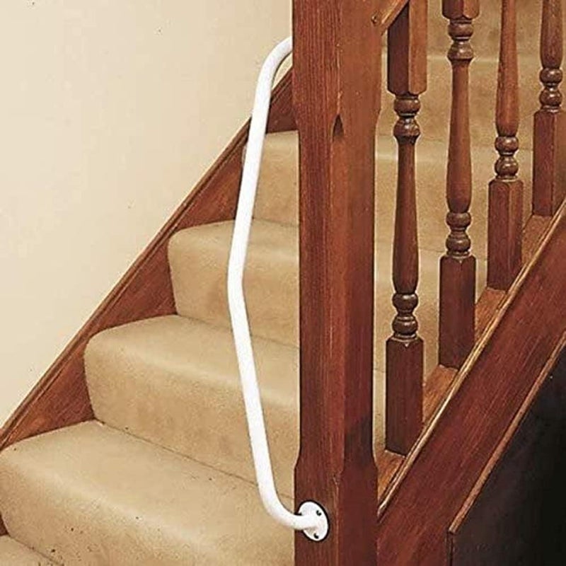 HOMECRAFT Steel Newel Rail Epoxy Coated Steel Grab Rail Safety Support Rail Turns 90 Ideal for Stair Posts Comfortable and Easy Grip Left Hand Side Eligible for VAT Relief in the UK