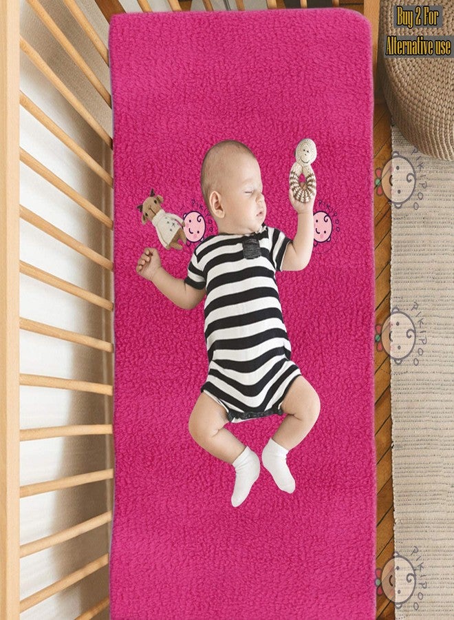 PIKIPOO High Absorbent Water Resistant Bed Protector Quickly Dry Washable Hygienic Baby Sheet Soft Breathable Smell Free Reusable Sheets for Babies Crib Matt (Double Bed (260 X 200 CM), Rani Pink) - Image 1
