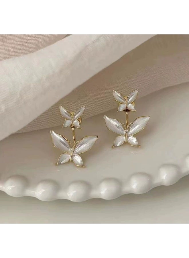 Goolsky Butterfly Stud Earrings for Women Korean Niche Vintage Personalized Minimalist Versatile Elegant 2-Way Wear Statement Earrings - Image 4