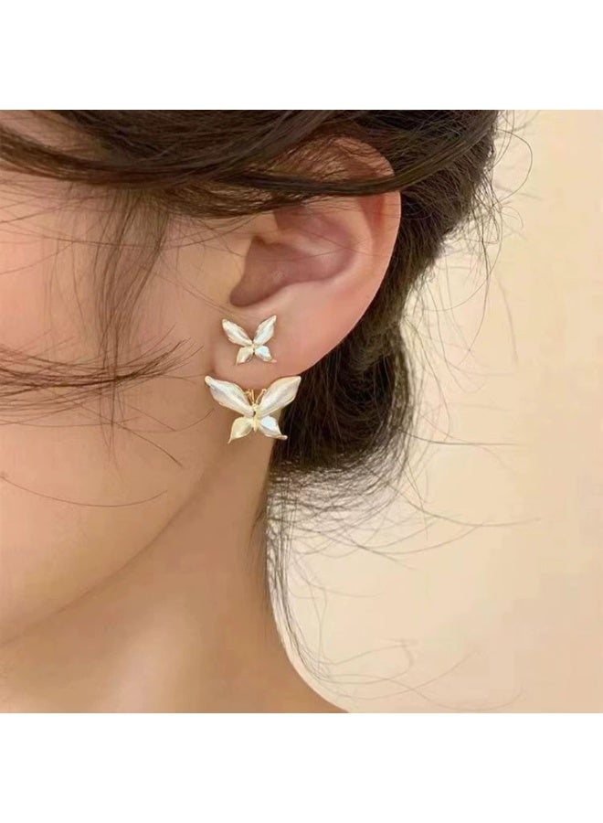 Goolsky Butterfly Stud Earrings for Women Korean Niche Vintage Personalized Minimalist Versatile Elegant 2-Way Wear Statement Earrings - Image 2