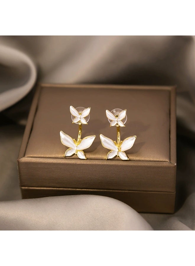 Goolsky Butterfly Stud Earrings for Women Korean Niche Vintage Personalized Minimalist Versatile Elegant 2-Way Wear Statement Earrings - Image 1