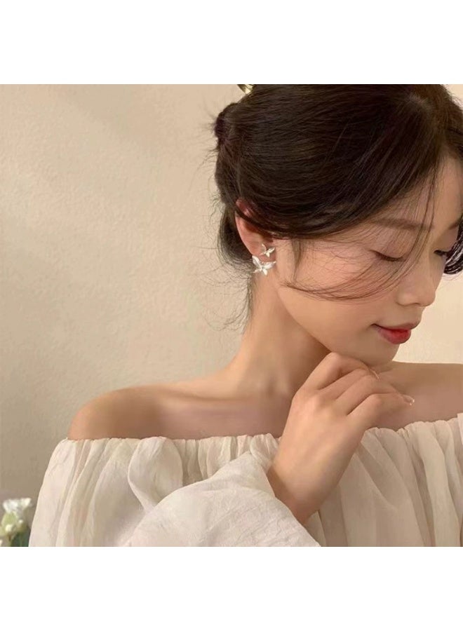 Goolsky Butterfly Stud Earrings for Women Korean Niche Vintage Personalized Minimalist Versatile Elegant 2-Way Wear Statement Earrings - Image 3