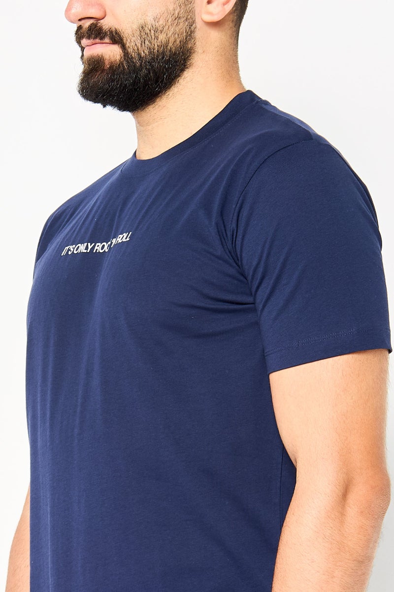 JOHN RICHMOND Men Crew Neck Short Sleeve Graphic Print T-shirt, Navy - Image 3