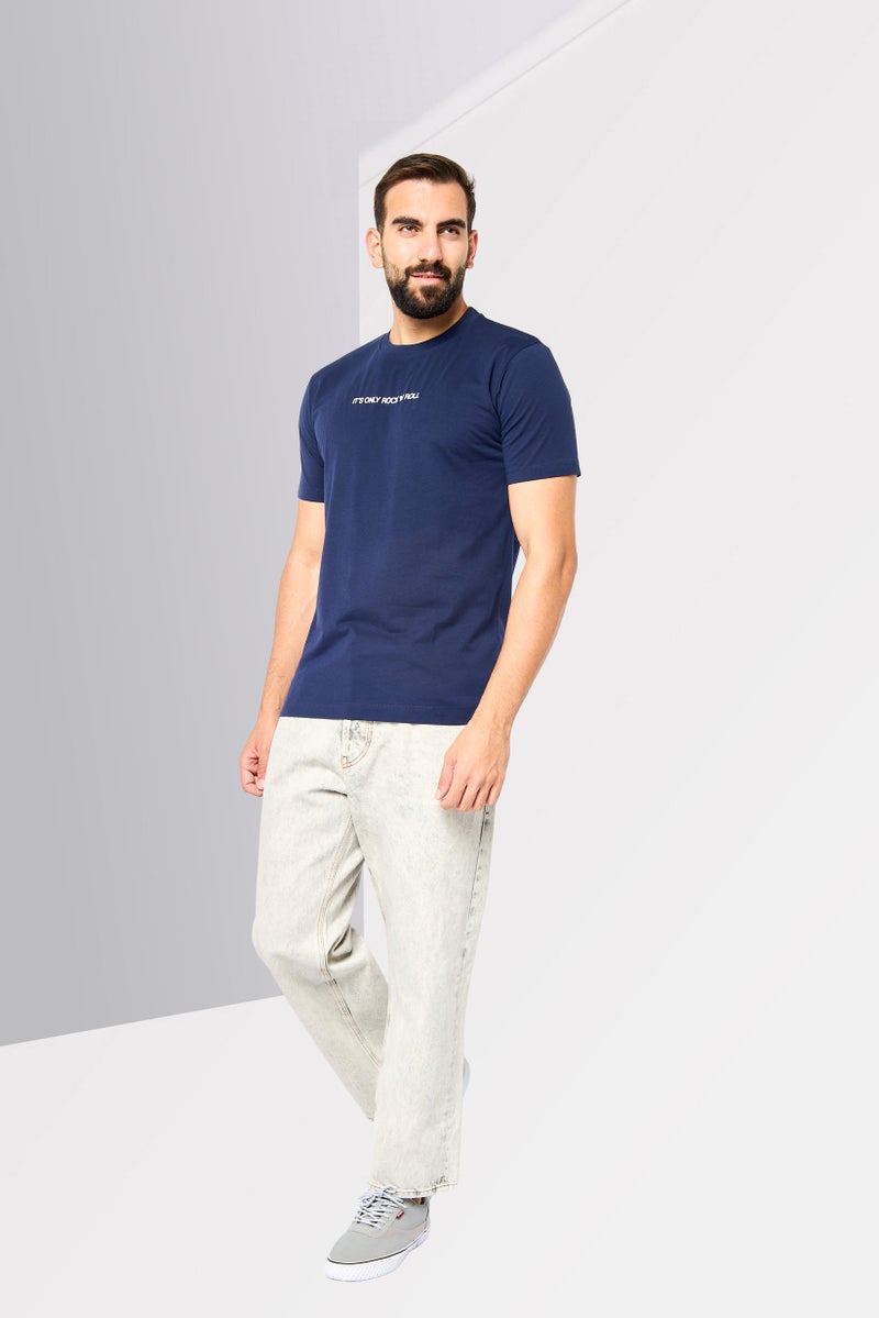 JOHN RICHMOND Men Crew Neck Short Sleeve Graphic Print T-shirt, Navy - Image 2