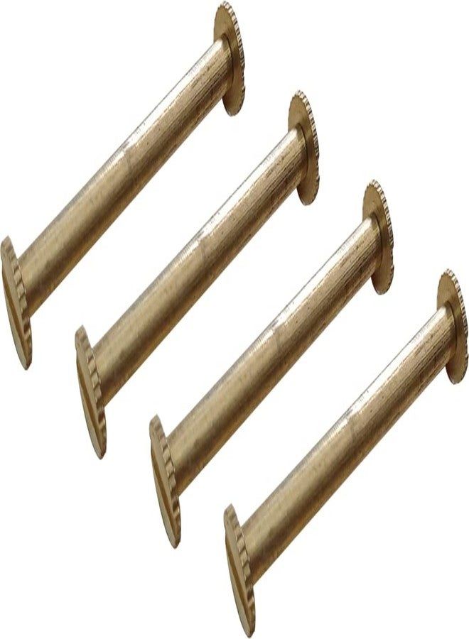 IMPRINT Set of 4 Brass Screws Post, Album Screw, DIY Leather Decoration Bookbinding Round Flat Head Stud Screw, Scapbook Brass Binding Screw Post for Purse Belt(8 mm x 1.5 inch Big Size) - Image 1