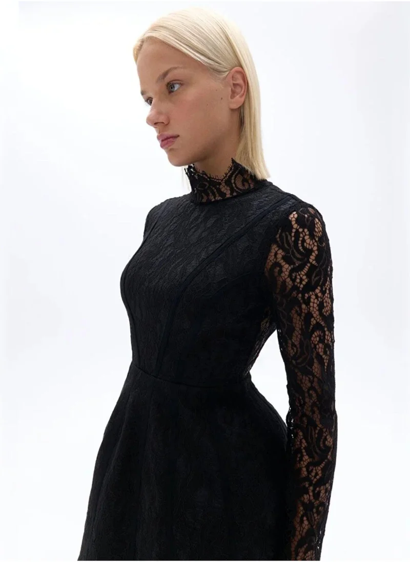 Nocturne Lace High-Neck Dress