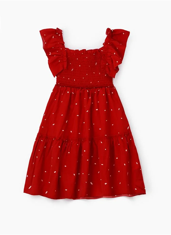 بيبي كلو Red Ruffle Polka Dress