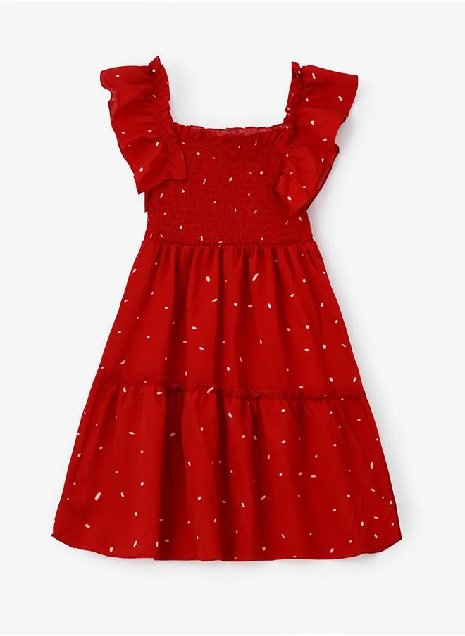 بيبي كلو Red Ruffle Polka Dress