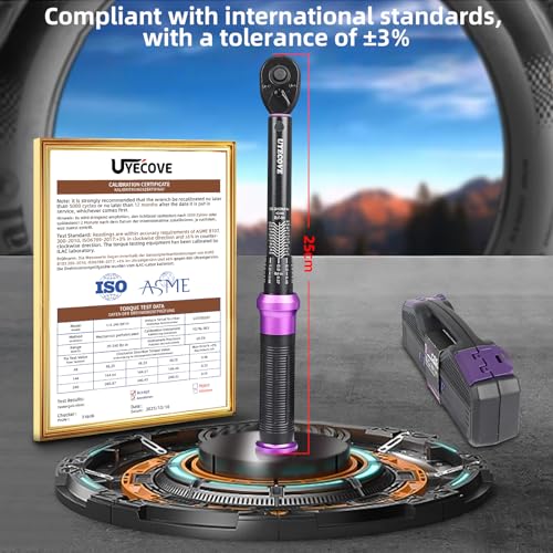 UYECOVE 1/4" Inch Drive Click Torque Wrench 20-240 FT-LB/2.3-27.1N.M, ±3% Accuracy, Dual-Direction Click Professional Torque Wrench, Dual Range Scales Graduated in FT.LB and N.M, Purple - Image 3