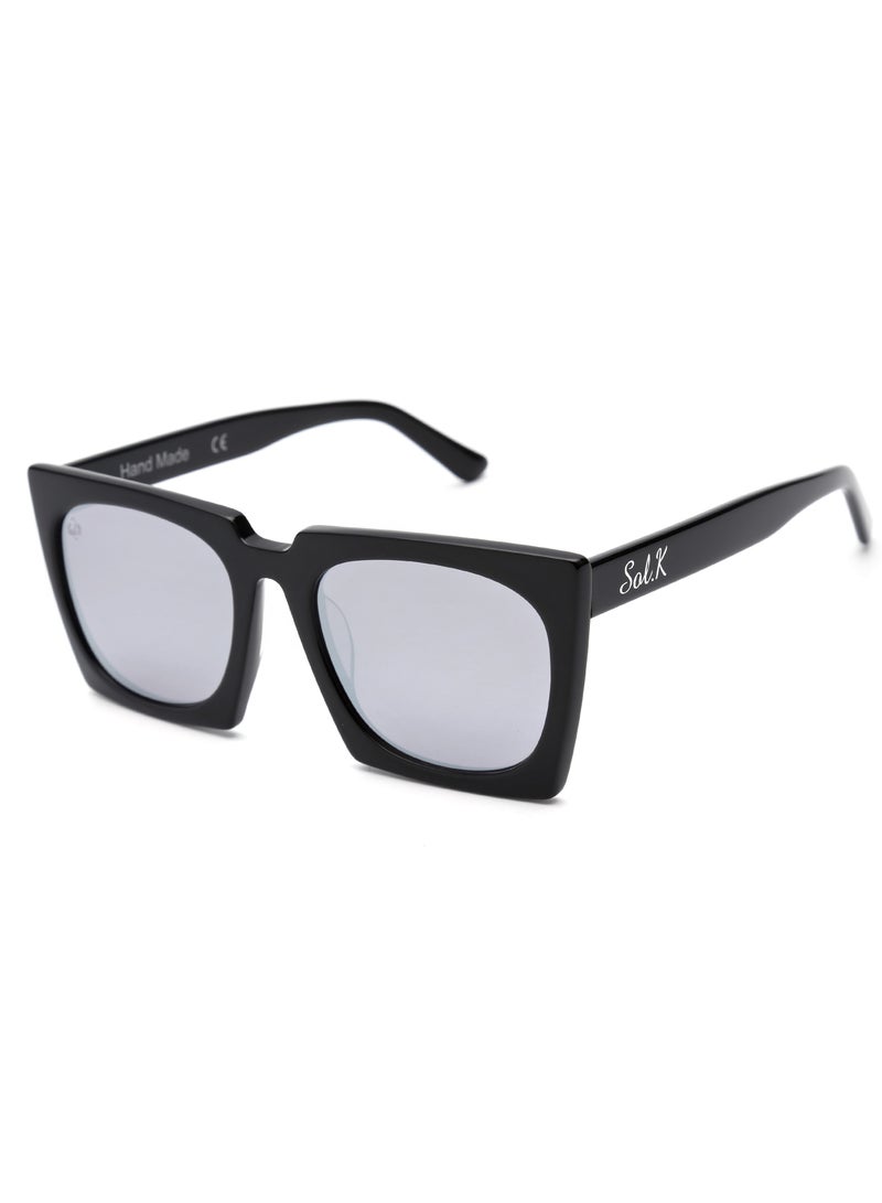SOL.K Glamour-K Sol.K Sunglasses - Silver CR-39 Lenses with Black Acetate Frame, Exclusive Design, UV400 Protection - Image 2