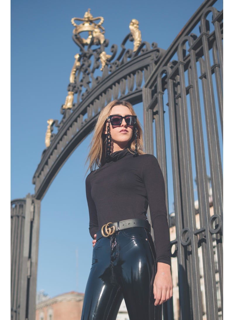 SOL.K Glamour-K Sol.K Sunglasses - Silver CR-39 Lenses with Black Acetate Frame, Exclusive Design, UV400 Protection - Image 3