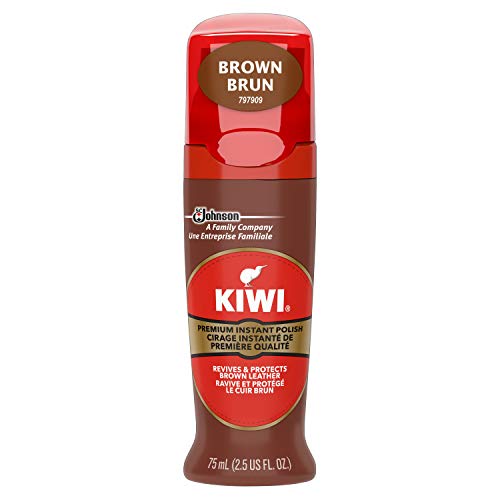 KIWI Instant Shine & Protect, Brown Liquid Shoe Polish, 2.5 oz (1 Bottle with Sponge Applicator) - Image 1