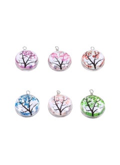 WYBOT 6Pcs Dried Flower Pendant Tree Charm Glass Globe Bubble Bottle Charms Pendants Dried Flower Resin Jewellery Glass Dome Tiles for DIY Jewellery Making  - Image 5