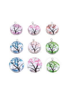 WYBOT 6Pcs Dried Flower Pendant Tree Charm Glass Globe Bubble Bottle Charms Pendants Dried Flower Resin Jewellery Glass Dome Tiles for DIY Jewellery Making  - Image 2