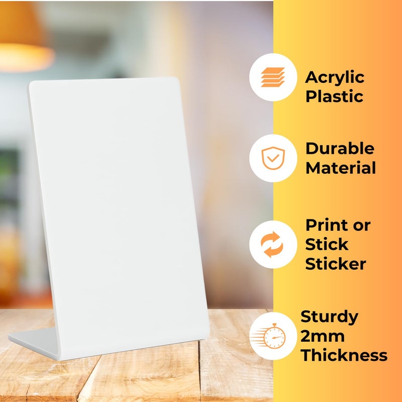 Tinydabba 4x6 inch white acrylic QR standee | L-shaped plastic display stand for reviews or any QR codes | solid desk stand for shop, salon, cafe, clinic counter (20) - Image 4