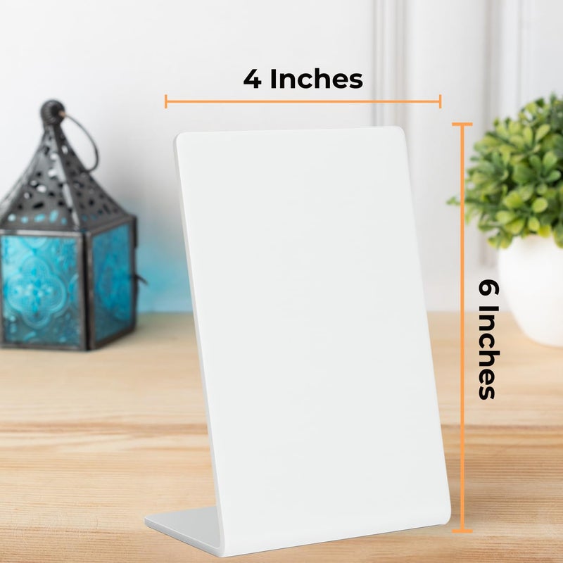 Tinydabba 4x6 inch white acrylic QR standee | L-shaped plastic display stand for reviews or any QR codes | solid desk stand for shop, salon, cafe, clinic counter (20) - Image 3