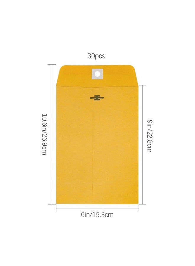 Jolbndcv 6” X 9” Clasp Envelopes With Gummed Seal Brown Kraft Catalog Envelopes Clasp Mailing Envelopes For Home Office Business 28 Lb Kraft Paperpack Of 30 - Image 2