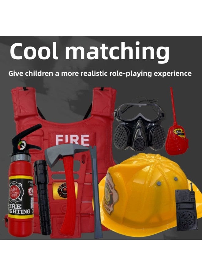 Children's Play-house Toy Mini Firefighter Suit Toy Simulation Fire Fighting Toy Kindergarten Show-Color:Ya302 Fire Vest Seven-piece Set★Play House Toys (excluding Dummy, Without Real Functions)-Spe - Image 3