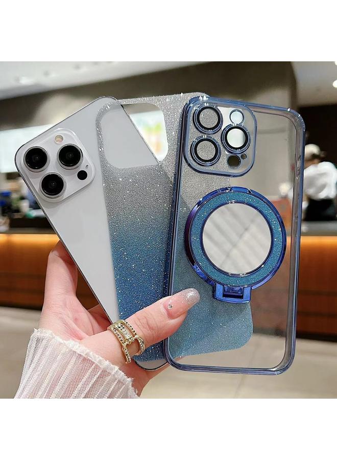 S-TOP Case For iPhone 15 Plus Plated Mirror Holder Gradient Glitter MagSafe Phone Case - Image 4