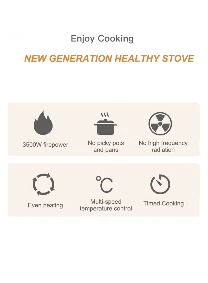 YQLIFE 3500W Infrared Induction Cooktop, Electric Stove Burner, Electric Hot Plate, Single Electric Cooktops Countertop Stoveck - Image 4