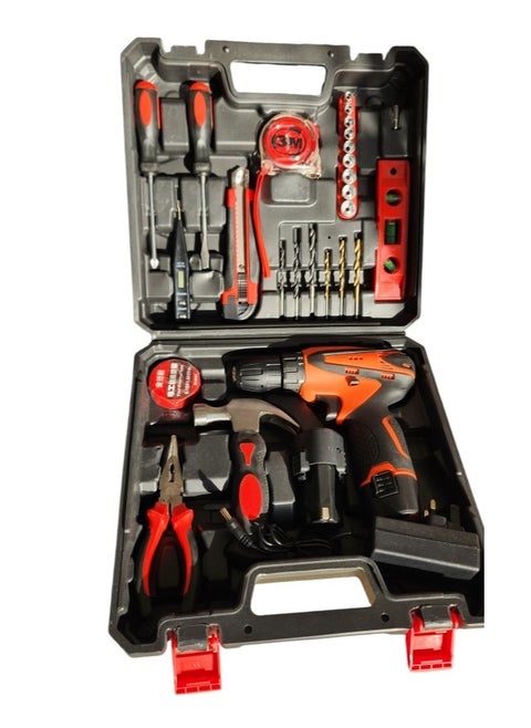 Power Tools Combo Kit Tool Set With Accessories Toolbox And 12V Cordless Drill Set For Home