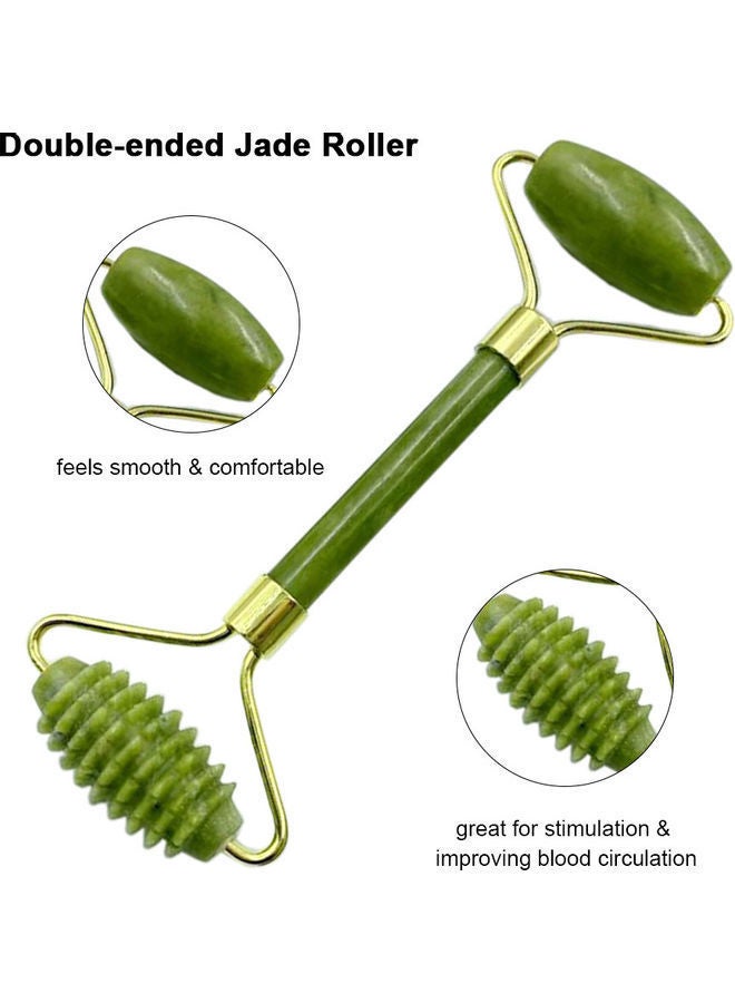 NIBEMINENT Jade Rollers & Gua Sha Scrapers Stone Set for Facial Skin Care Anti-aging Face Eye Neck Beauty Roller Massager Green - Image 3