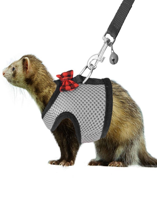 Rypet Small Animal Harness and Leash - Soft Mesh Small Pet Harness with Safe Bell, No Pull Comfort Padded Vest for Small Pet Gray S - Image 1