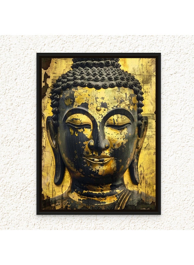 آرت دیکور  ديكور فني مؤطر قماش أسود وذهبي صورة بوذا الروحية التأملية طباعة جدار ديكور للمنزل غرفة المعيشة غرفة نوم مكتب الهدايا - Image 1
