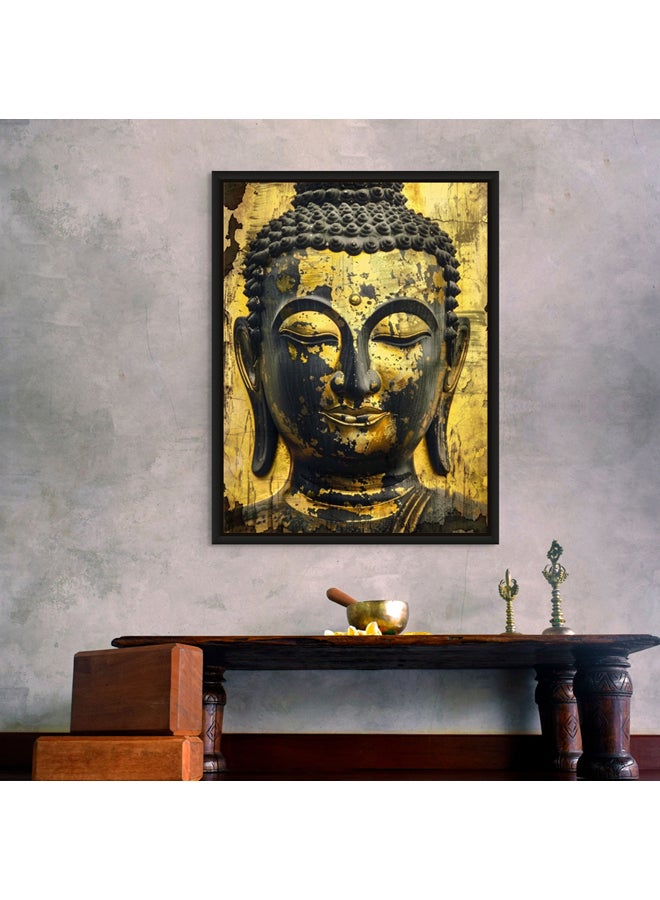 آرت دیکور  ديكور فني مؤطر قماش أسود وذهبي صورة بوذا الروحية التأملية طباعة جدار ديكور للمنزل غرفة المعيشة غرفة نوم مكتب الهدايا - Image 2