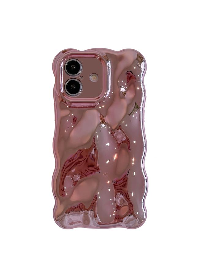 جراب هاتف TPU Wave Bubbles لهاتف iPhone 16 Plus (وردي مطلي)