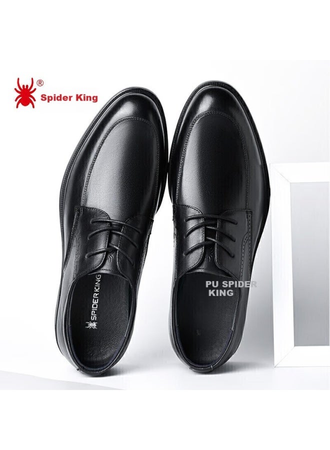 Spider King Men's Shoes, British Top-grain Leather, Formal Business Casual Low-top Lace-up Leather Shoes For Men, T212ba22906, Black, Size 38 - Image 3