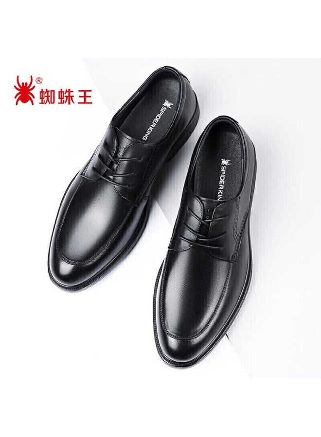 Spider King Men's Shoes, British Top-grain Leather, Formal Business Casual Low-top Lace-up Leather Shoes For Men, T212ba22906, Black, Size 38 - Image 2