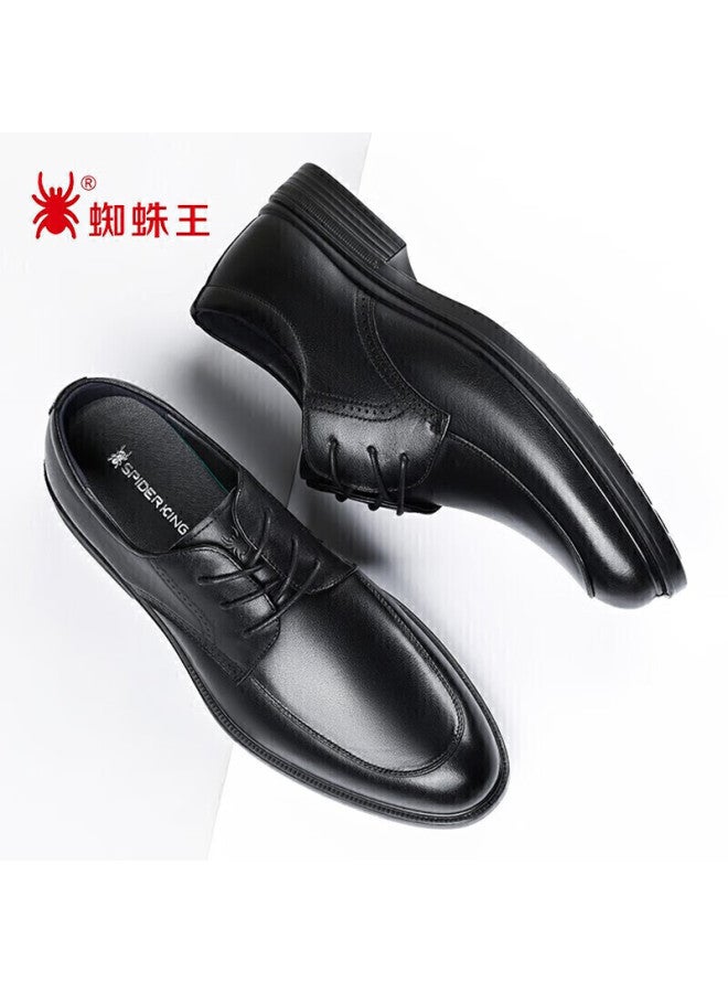 Spider King Men's Shoes, British Top-grain Leather, Formal Business Casual Low-top Lace-up Leather Shoes For Men, T212ba22906, Black, Size 38 - Image 1