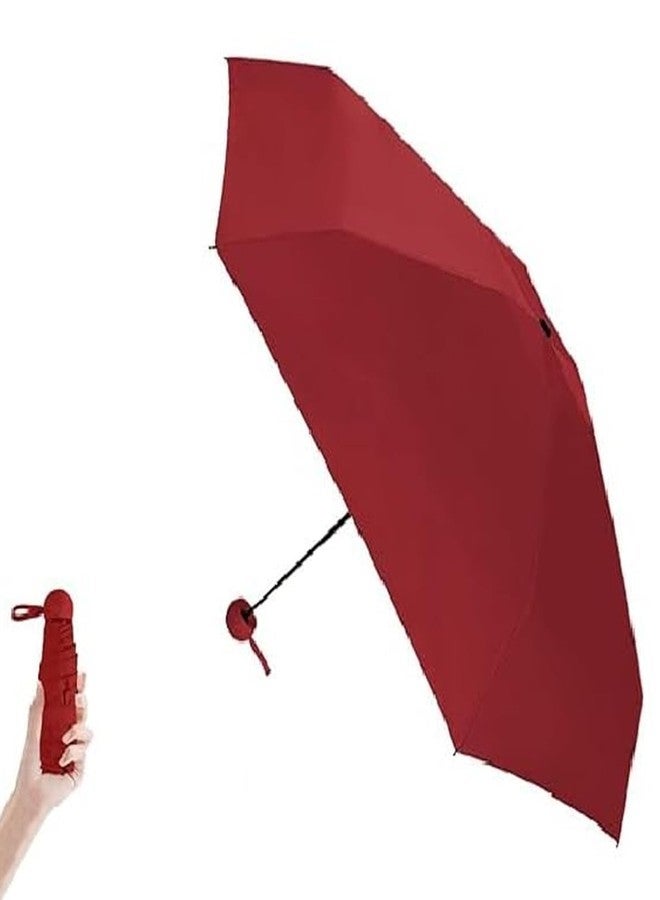 coku 38-inch Portable Mini Umbrella for Women, Men, Kids, Girls, Boys 3 Fold umbrella for Sun Protection & Rain Foldable & Lightweight Manual Open Umbrella for Travel (Maroon) - Image 1