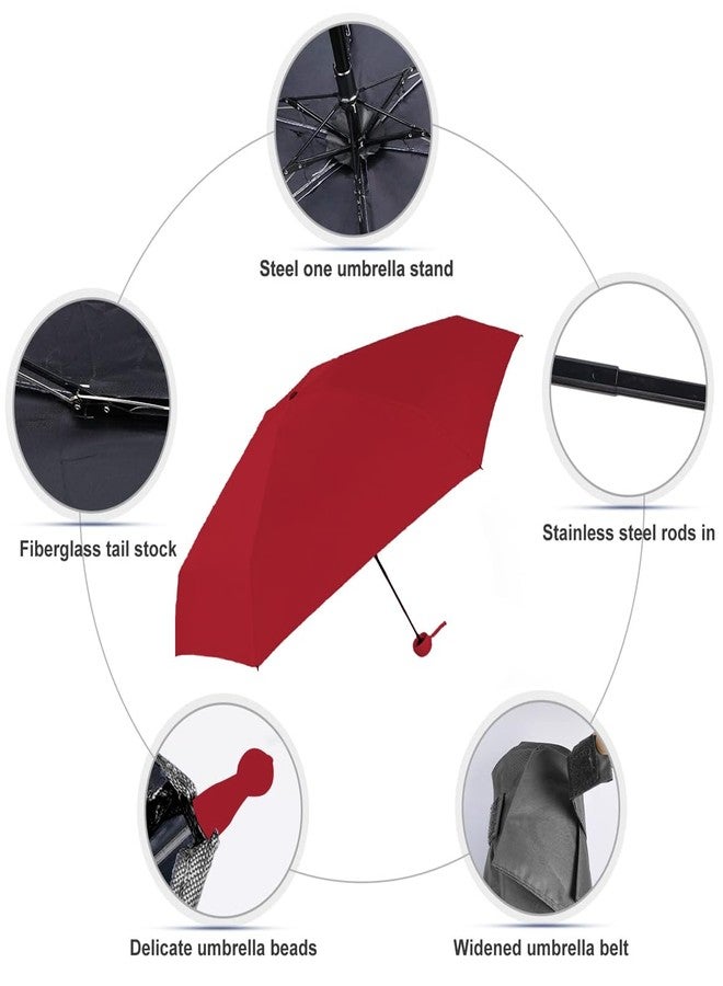 coku 38-inch Portable Mini Umbrella for Women, Men, Kids, Girls, Boys 3 Fold umbrella for Sun Protection & Rain Foldable & Lightweight Manual Open Umbrella for Travel (Maroon) - Image 4