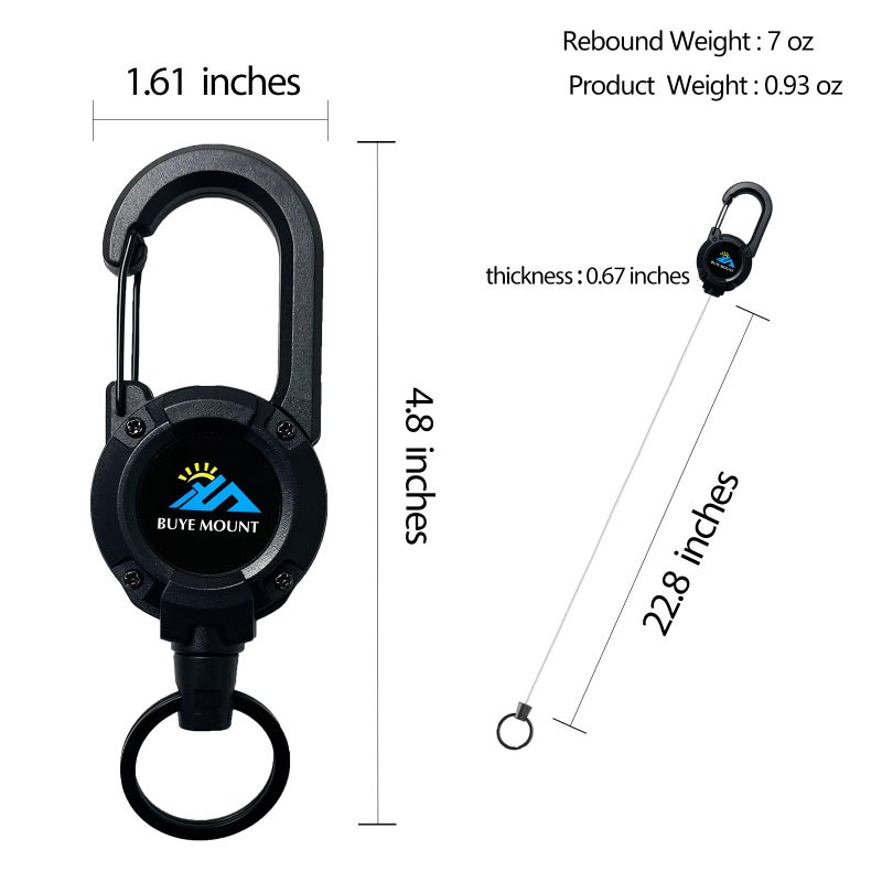 Yojaro Retractable Keychain Heavy Duty, Multitool Carabiner Badge Holder, Retractable Keychain Clip Id Holder, Upgraded 58cm Stainless Steel Cord, Suitable for Men and Women Black - Image 3