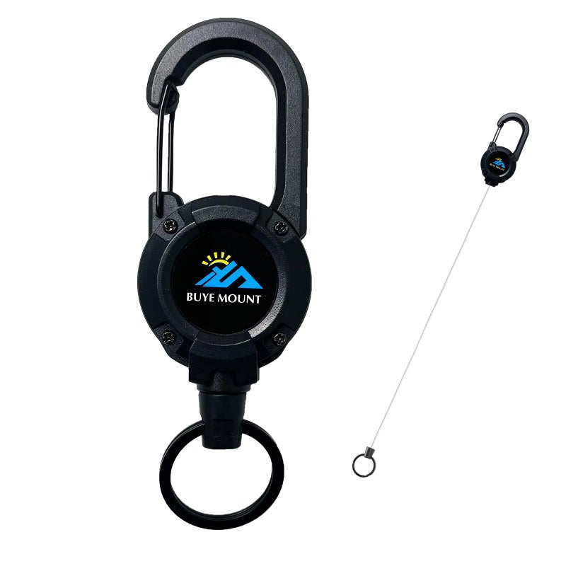 Yojaro Retractable Keychain Heavy Duty, Multitool Carabiner Badge Holder, Retractable Keychain Clip Id Holder, Upgraded 58cm Stainless Steel Cord, Suitable for Men and Women Black - Image 1