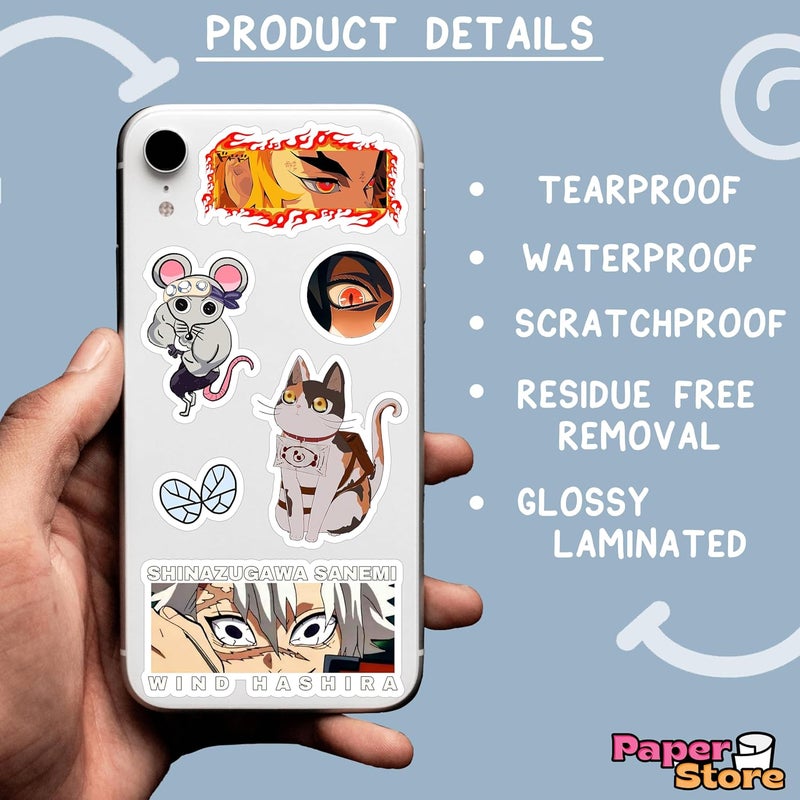 Thepaper9store Vinyl Pack of 85+ Demon Slayer Stickers for Laptop, Phone Case, Guitar, Bike, Pc, Scrapbook etc. Waterproof Glossy Laminated Residue Free Anime Stickers, self-adhesive, 6 cm - Image 3