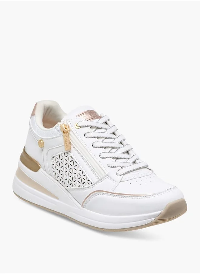 Celeste Women's Panelled Sneakers with Lace-Up Closure