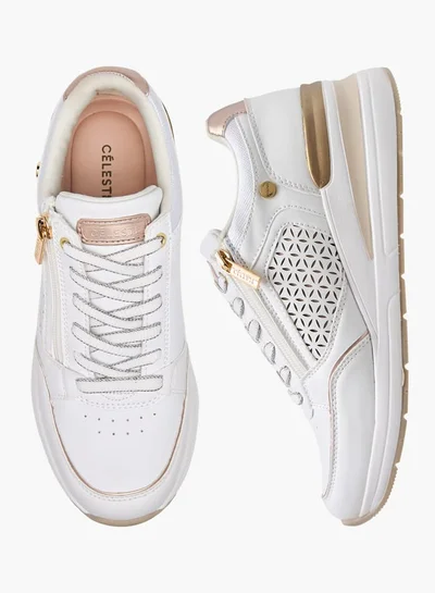 Celeste Women's Panelled Sneakers with Lace-Up Closure