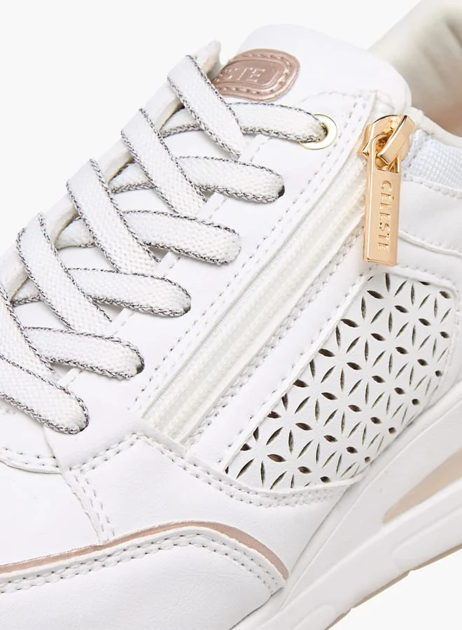 Celeste Women's Panelled Sneakers with Lace-Up Closure