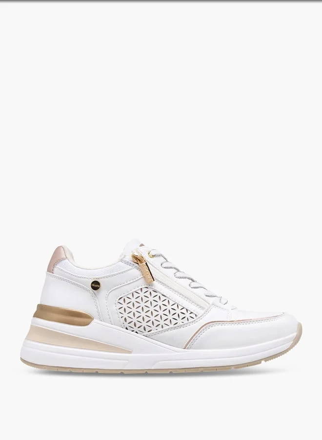 Celeste Women's Panelled Sneakers with Lace-Up Closure
