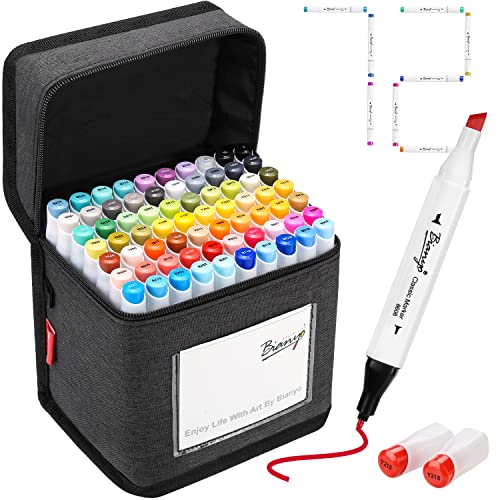 Bianyo 72 Colors Alcohol Markers Set, Dual Tip Art Markers with Fine & Chisel Tips, Black Case with Customizable Card – Ideal for Coloring, Drawing, and Sketching as Thanksgiving & Christmas Gifts - Image 1
