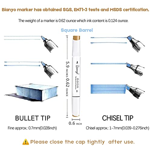 Bianyo 72 Colors Alcohol Markers Set, Dual Tip Art Markers with Fine & Chisel Tips, Black Case with Customizable Card – Ideal for Coloring, Drawing, and Sketching as Thanksgiving & Christmas Gifts - Image 2
